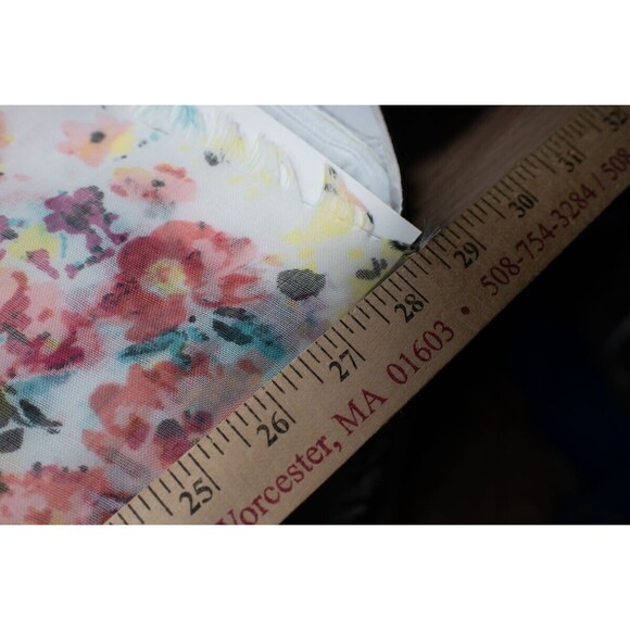 Lightweight raw hem floral abstract watercolor scarf - Picture 6 of 6